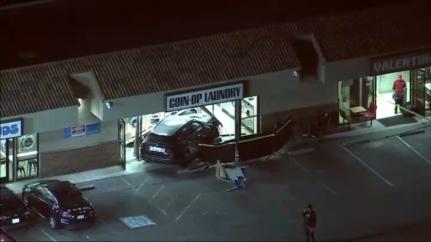 One person was killed Tuesday evening after a driver slammed into a laundromat in Manhattan Beach on Tuesday, June 9, 2026.