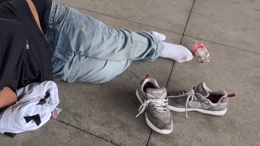 An image of a person living on the streets in Long Beach.