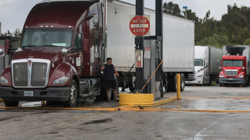 MIAMI, FLORIDA – SEPTEMBER 11: A truck driver pumps diesel fuel into his tractor-trailer at a truck stop on September 11, 2026 in Miami, Florida. Diesel fuel prices in the U.S. topped $6 a gallon for the first time ever. (Photo by Joe Raedle/Getty Images)